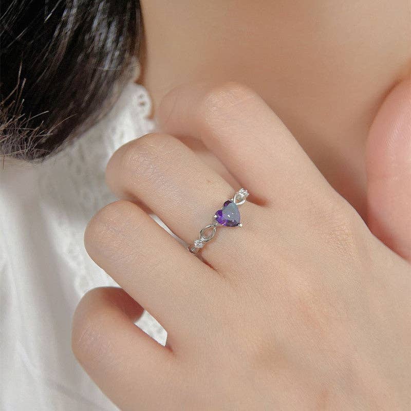 Purple Heart Gemstone Engagement Ring in 925 Sterling Silver