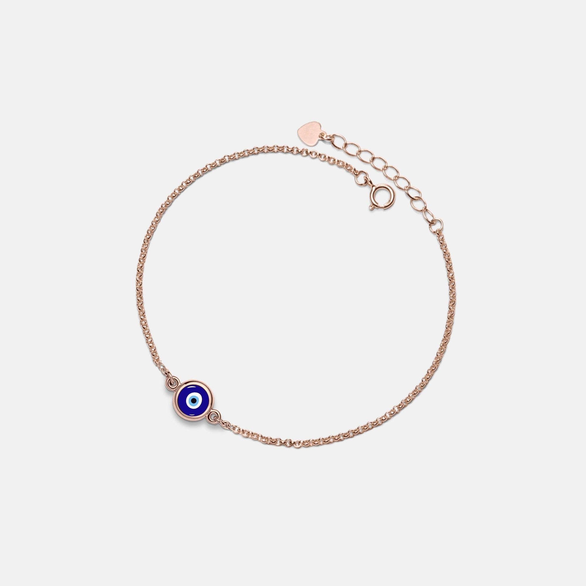Turkish Blue Evil Eye Charm Bracelet in 925 Sterling Silver