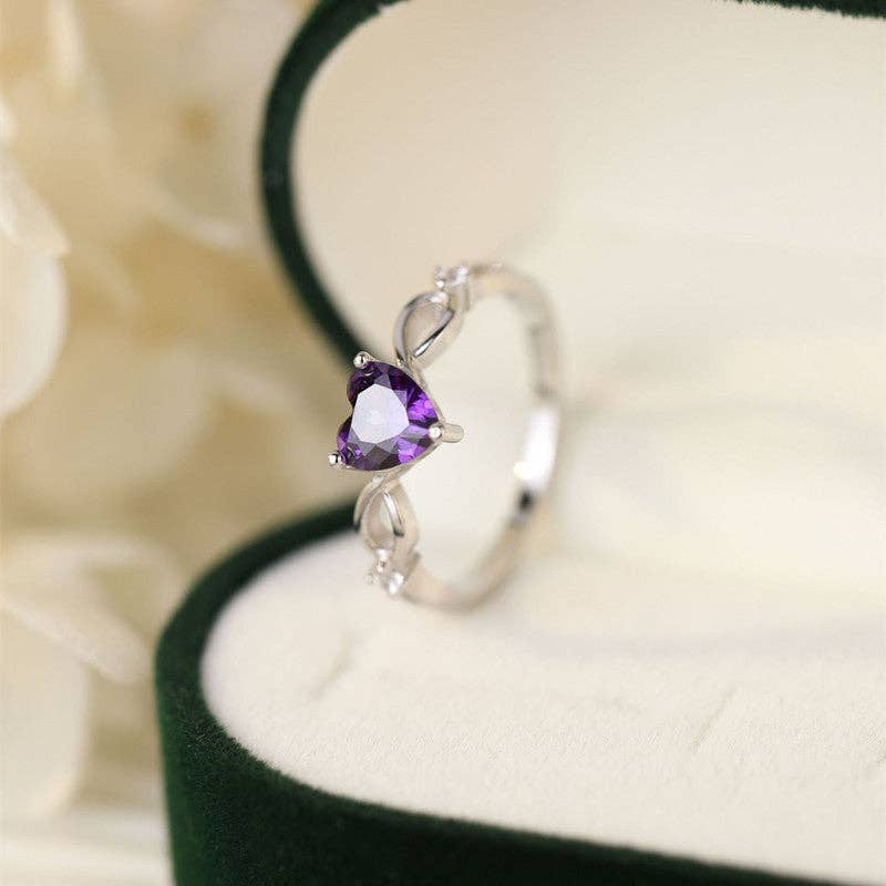 Purple Heart Gemstone Engagement Ring in 925 Sterling Silver