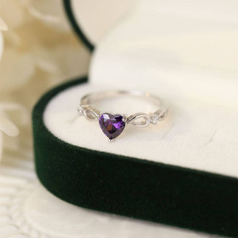 Purple Heart Gemstone Engagement Ring in 925 Sterling Silver