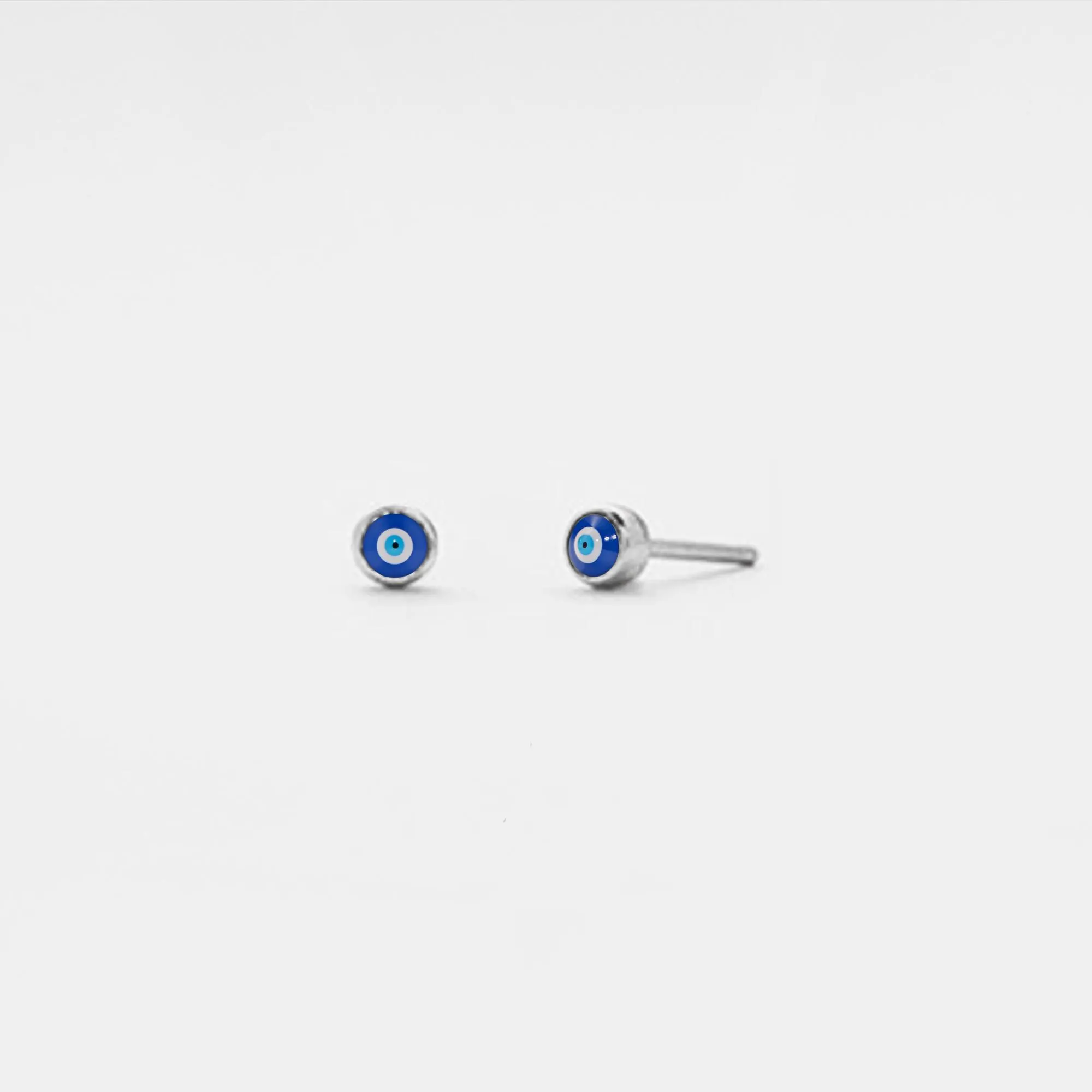 Turkish Evil Eye Nazar Stud Earrings in 925 Sterling Silver