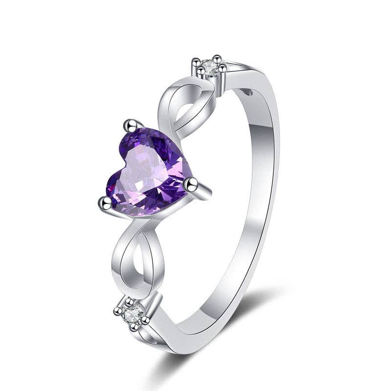 Purple Heart Gemstone Engagement Ring in 925 Sterling Silver