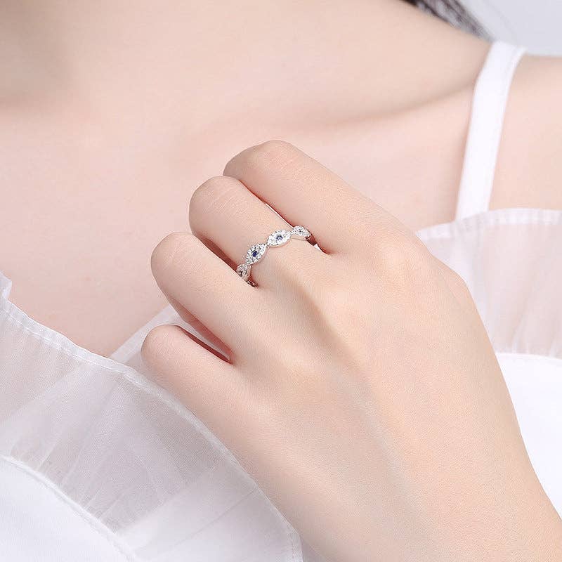 Turkish Evil Eye Stacking Band Ring in 925 Sterling Silver