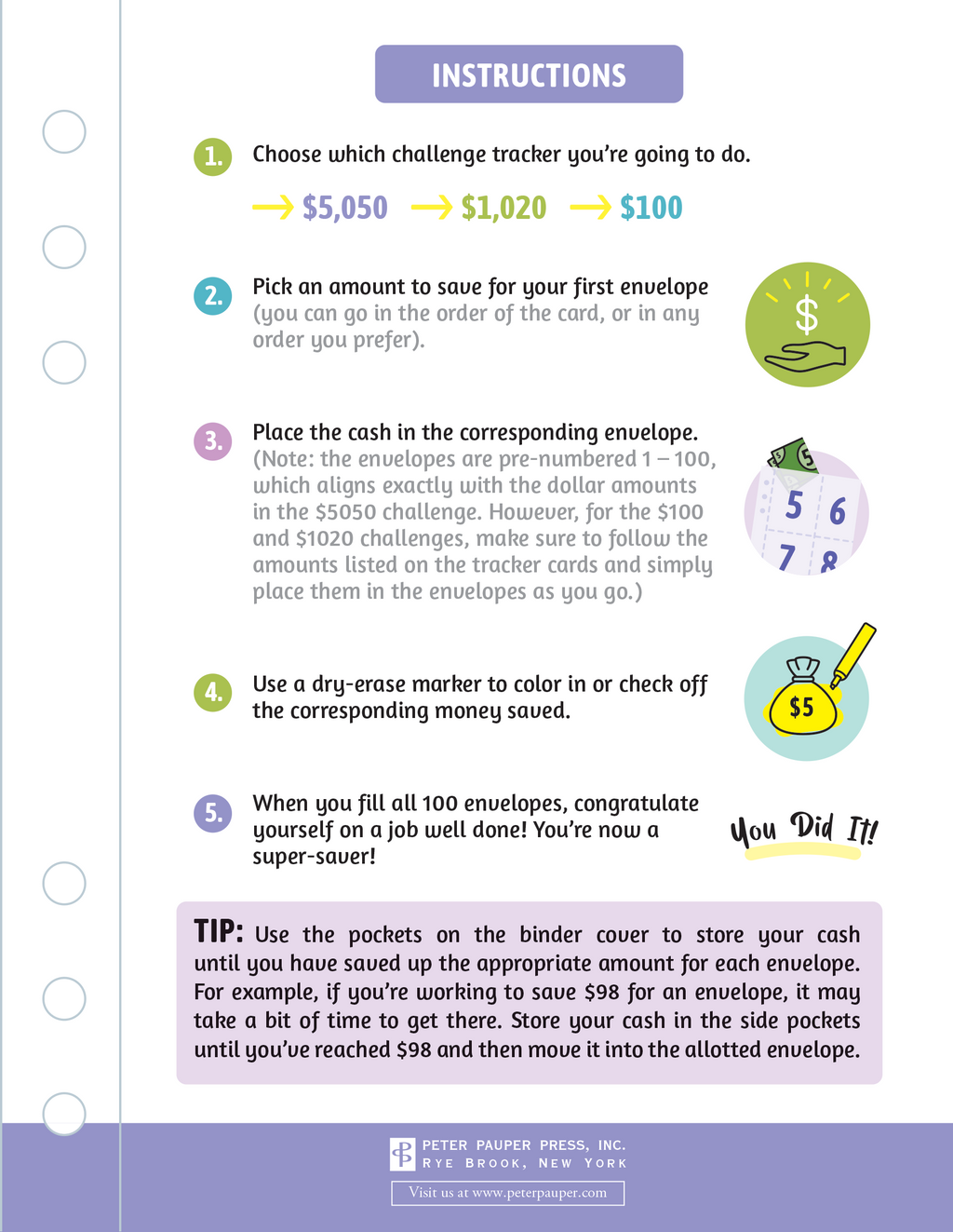 My 100 Envelope Savings Challenge Binder