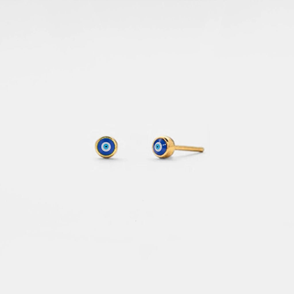 Turkish Evil Eye Nazar Stud Earrings in 925 Sterling Silver
