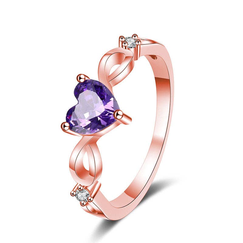 Purple Heart Gemstone Engagement Ring in 925 Sterling Silver