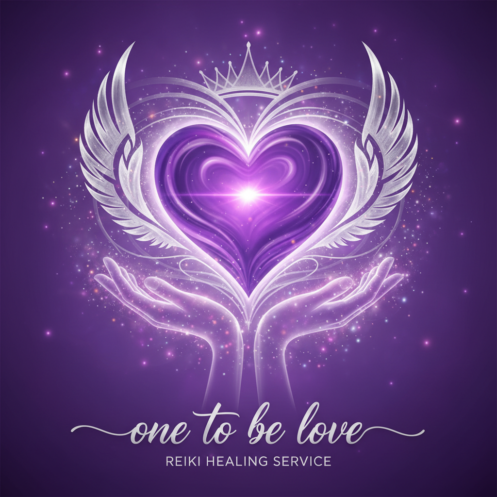 Unconditional love Reiki energy with purple heart